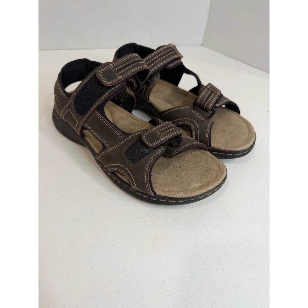 Dockers Mens Dark Brown Leather Strappy Sport Sandals Size 9M